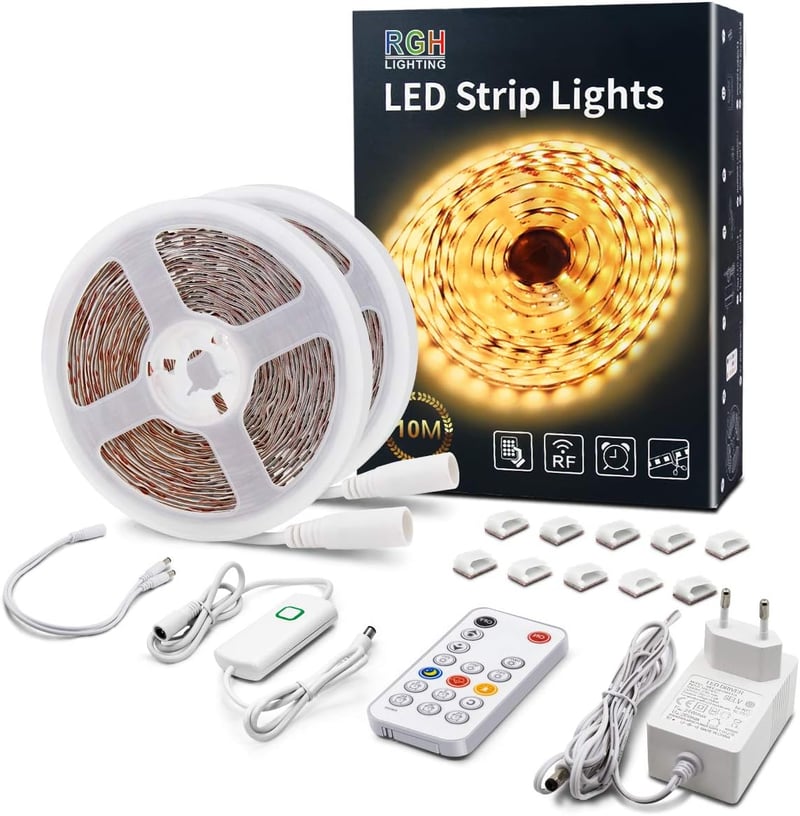 RGH Lighting LED szalag dimmelhető RF távirányítóval, 10 m - hideg fehér (6500K)