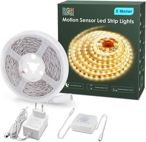 Bandă LED RGH cu senzor de mișcare, alb cald 3000K, cu temporizator - 5 m