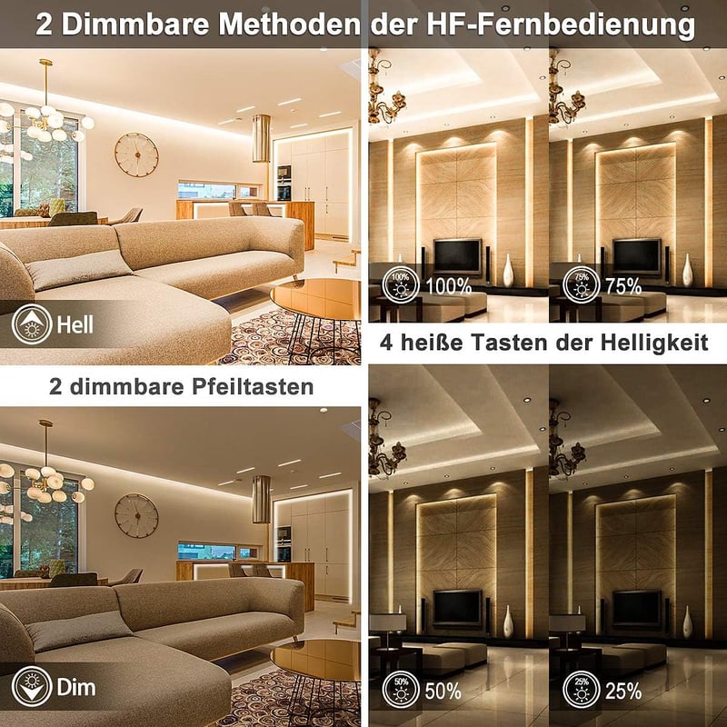 RGH LIGHTING 5M meleg fehér LED szalag dimmelhető távirányítóval, időzítő funkcióval