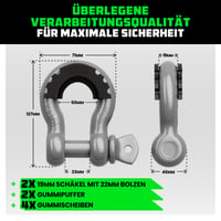Rhino USA 19 mm D-črmeň 2 ks – Pevnosť v ťahu 18 983 kg, na odťah a off-road 5