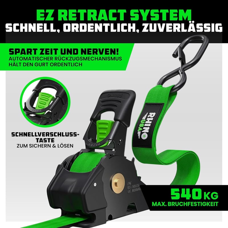 Rhino USA Önzáró Rögzítőszalag 4db 2,5cm x 3m 540kg Teherautó Utánfutó