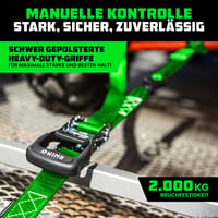 Rhino USA racsnis rögzítő heveder készlet 4 db - 4 cm x 2,4 m, 2000 kg - zöld 2
