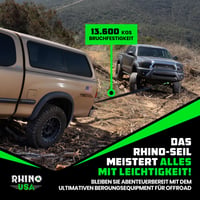 Rhino USA Ťažné lano 7,6 cm x 9,1 m - 13 600 kg pevnosť v ťahu - Offroad lano pre terénne autá, UTV, ATV - Čierne 7