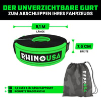 Rhino USA Ťažné lano 7,6 cm x 9,1 m - 13 600 kg pevnosť v ťahu - Offroad lano pre terénne autá, UTV, ATV - Čierne 5