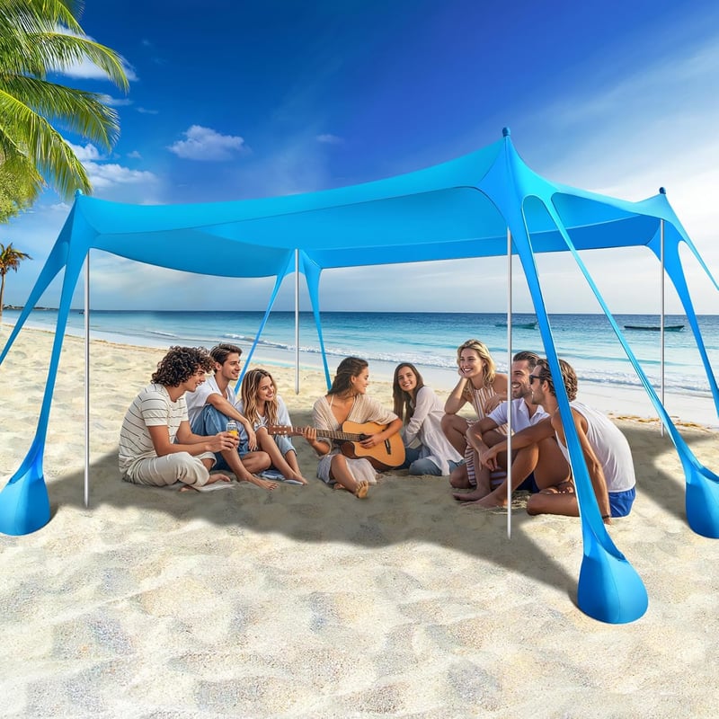 Rhino Valley Strand Sátor UV 50+ Védelem, 3x4m Hordozható Napvédő Pavilon Kék