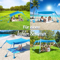 Rhino Valley Strand Sátor UV 50+ Védelem, 3x4m Hordozható Napvédő Pavilon Kék 8
