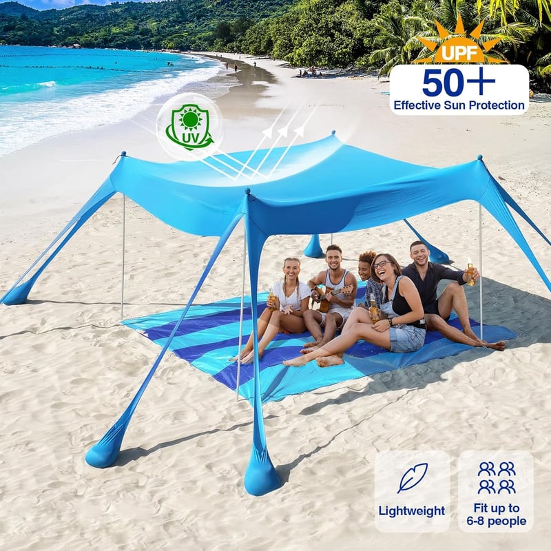 Rhino Valley Strandtető UV 50+ 3.05 x 3.05 meter Védelemmel, Hordozható Napvédő Sátor Kempinghez