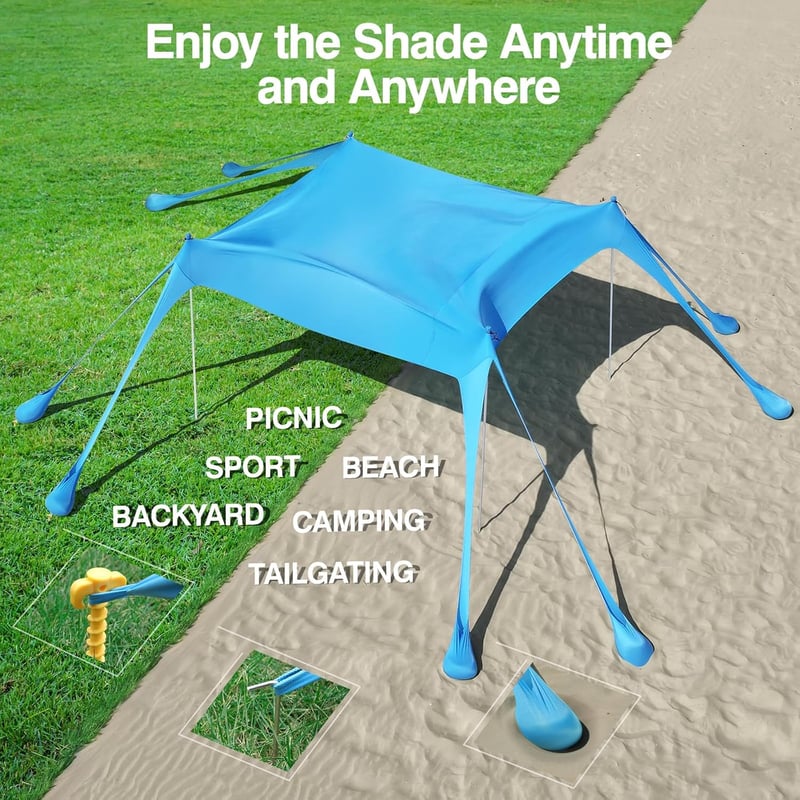 Rhino Valley Strandtető UV 50+ 3.05 x 3.05 meter Védelemmel, Hordozható Napvédő Sátor Kempinghez