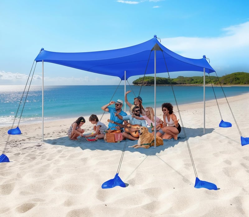 Rhino Valley UV 50+ Strandpavillon 6-8 személyre Szélvédő Hordozható Napvédő Sátor