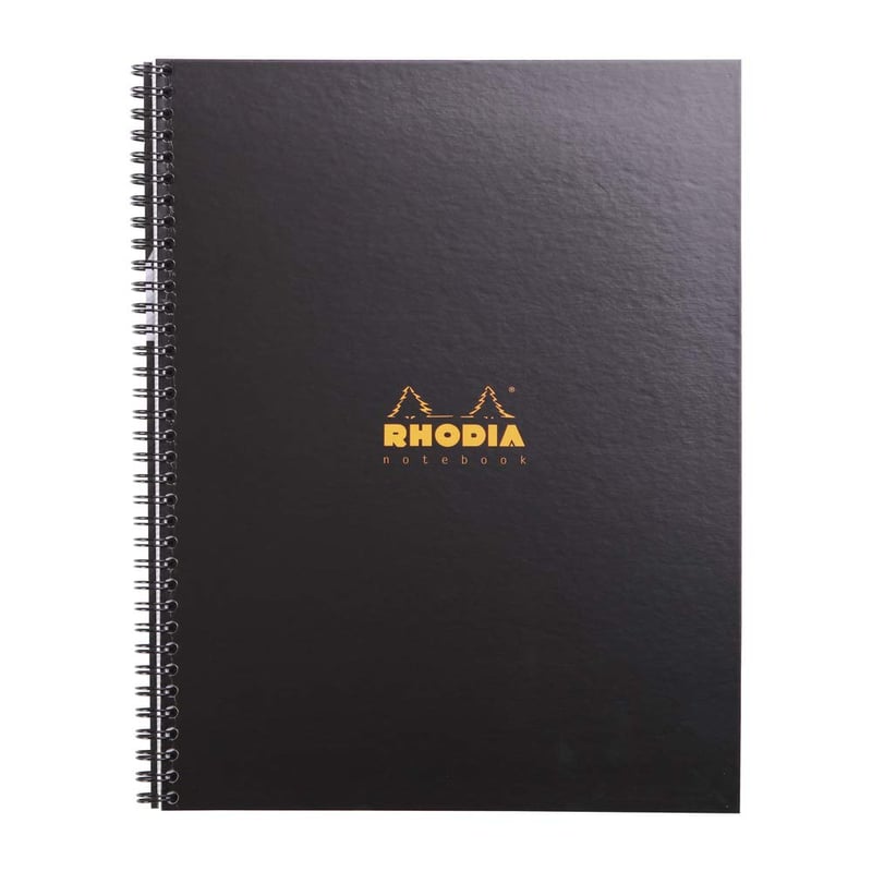 Špirálový zápisník Rhodia Rhodiactive Office A4+, štvorčekový, 9-dierový, 160 strán, 90 g – čierny