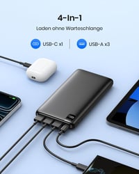 Riapow 26800 mAh Powerbank USB-C gyorstöltés 4 kimenet LED kijelző 4