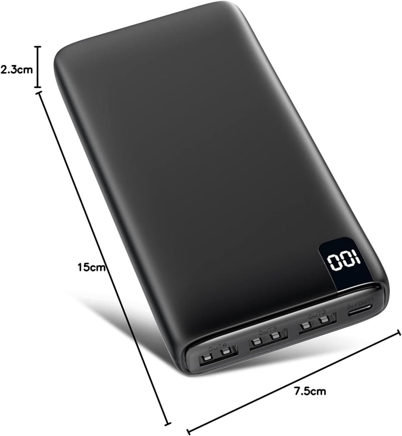 Riapow 26800 mAh Powerbank USB-C gyorstöltés 4 kimenet LED kijelző