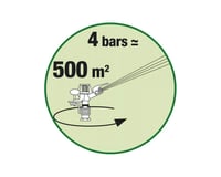 Rotačný postrekovač Ribimex Ribiland na kovovom stojane, sektor 0-360°, pokrytie 500 m², výška 62-99 cm, na zavlažovanie záhradných trávnikov 2