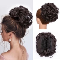 Rich Choices príčesok v tvare drdola so štipcom, kučeravý, vlnitý, príčesok do vlasov, vypnutý účes, chignon, zapletaný chvost, tmavohnedý 1