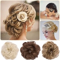 Rich Choices čelenka scrunchie gumička do vlasov doplnok na drdol vlnité kučeravé syntetické vlasy príčesok zlatá blond mix odtieň bleach blonde vlasová ozdoba gumička do vlasov 1