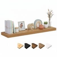 Raft de perete suspendat din stejar RICHER HOUSE, 120 x 23,5 x 3,8 cm, raft din lemn MDF cu montare pe perete și suport invizibil, pentru dormitor, sufragerie, baie, bucătărie, birou 1