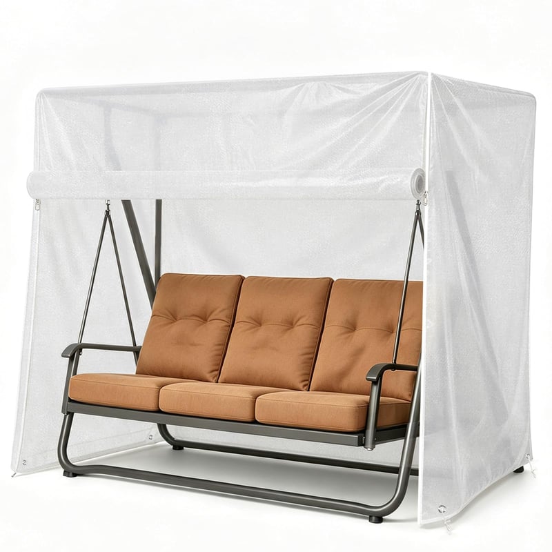 Husă pentru balansoar de grădină cu 3 locuri RICHIE, cu fermoar, impermeabilă, rezistentă la praf, husă de protecție transparentă – 215x150x150 cm
