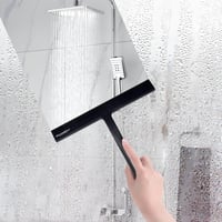 Set racletă pentru duș RICHMIRTH 23 cm - Ștergător de geamuri din silicon pentru curățarea sticlei din baie, cu mâner din oțel inoxidabil, negru 5