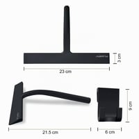 Set racletă pentru duș RICHMIRTH 23 cm - Ștergător de geamuri din silicon pentru curățarea sticlei din baie, cu mâner din oțel inoxidabil, negru 2