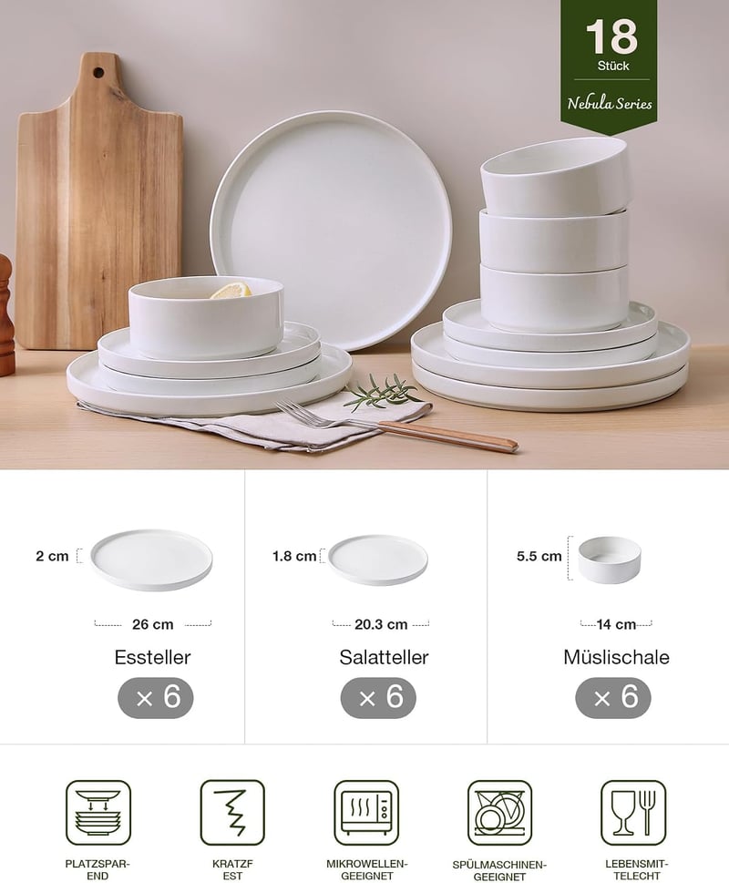 Richmount Nebula 18 részes porcelán készlet 6 személyre, fehér
