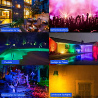 Richsing 15W RGB LED záhradné svietidlo s bodcom, IP67 vodotesné, inteligentný reflektor s ovládaním cez Bluetooth aplikáciu, stmievateľné, 2 ks, 12V, vonkajší reflektor s káblom 7