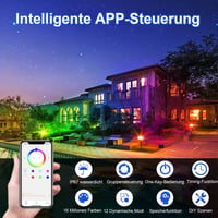 Richsing 15W RGB LED záhradné svietidlo s bodcom, IP67 vodotesné, inteligentný reflektor s ovládaním cez Bluetooth aplikáciu, stmievateľné, 2 ks, 12V, vonkajší reflektor s káblom 6