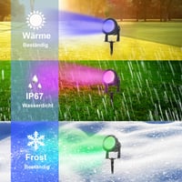 Richsing 15W RGB LED záhradné svietidlo s bodcom, IP67 vodotesné, inteligentný reflektor s ovládaním cez Bluetooth aplikáciu, stmievateľné, 2 ks, 12V, vonkajší reflektor s káblom 5