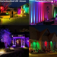 Richsing 15W RGB LED záhradné svietidlo s bodcom, IP67 vodotesné, inteligentný reflektor s ovládaním cez Bluetooth aplikáciu, stmievateľné, 2 ks, 12V, vonkajší reflektor s káblom 3