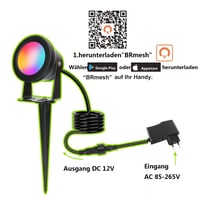 Richsing 15W RGB LED záhradné svietidlo s bodcom, IP67 vodotesné, inteligentný reflektor s ovládaním cez Bluetooth aplikáciu, stmievateľné, 2 ks, 12V, vonkajší reflektor s káblom 4