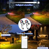 Richsing 15W RGB LED záhradné svietidlo s bodcom, IP67 vodotesné, inteligentný reflektor s ovládaním cez Bluetooth aplikáciu, stmievateľné, 2 ks, 12V, vonkajší reflektor s káblom 8