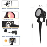 Richsing 15W RGB LED záhradné svietidlo s bodcom, IP67 vodotesné, inteligentný reflektor s ovládaním cez Bluetooth aplikáciu, stmievateľné, 2 ks, 12V, vonkajší reflektor s káblom 10