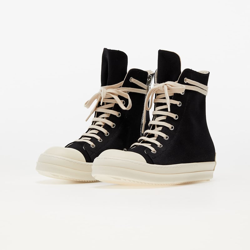Rick Owens DRKSHDW Fogachine Denim magas szárú fekete cipő EU42