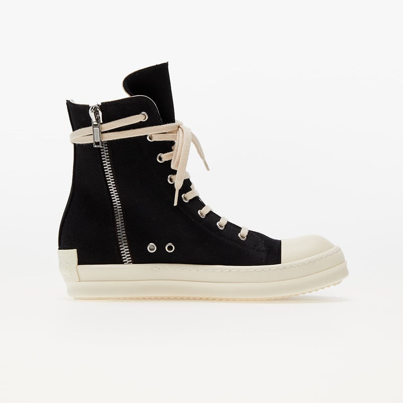 Rick Owens DRKSHDW Fogachine Denim magas szárú fekete cipő EU42