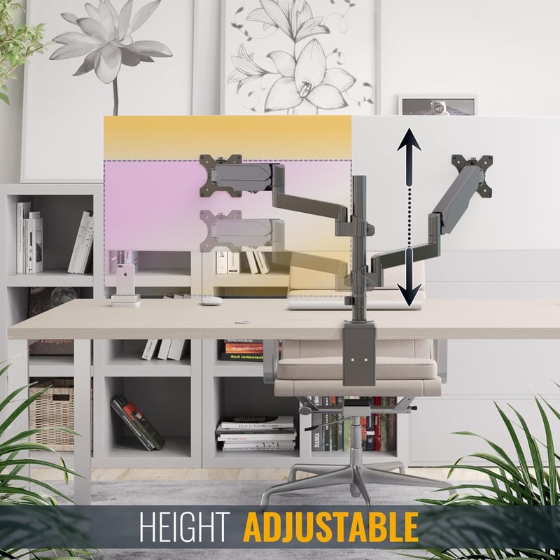 RICOO Dual Monitor Tartó 13-32 Colos Képernyőkhöz Asztali Konzol TS9611 - Monitor Mount TS9611