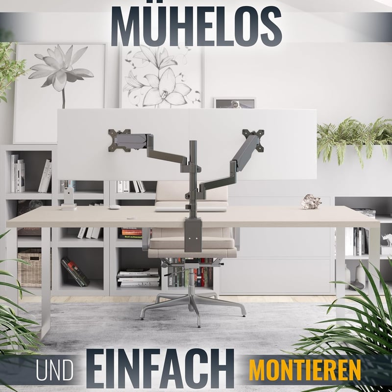 RICOO Dual Monitor Tartó 13-32 Colos Képernyőkhöz Asztali Konzol TS9611 - Monitor Mount TS9611