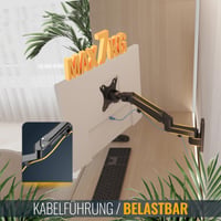 Braț de perete pentru monitor RICOO S4411 cu arc pe gaz, înclinabil, rotativ, 13-32", VESA 75/100 7