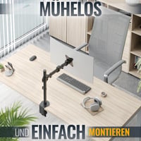 Suport braț pentru monitor RICOO TS5711, stand de birou pentru ecrane de 13-34 inchi, compatibil VESA 75 și 100, sistem de fixare pe birou pentru monitor 2