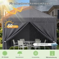 RidgeRover sklopivi paviljon 3x3 m s 4 bočne stranice, vodootporan i otporan na zimske uvjete, pop-up vrtni šator, podesiva visina, šator za zabave, kampiranje i festivale 3