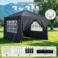 RidgeRover sklopivi paviljon 3x3 m s 4 bočne stranice, vodootporan i otporan na zimske uvjete, pop-up vrtni šator, podesiva visina, šator za zabave, kampiranje i festivale 5