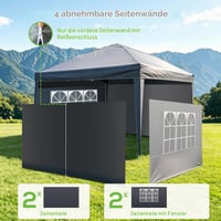 RidgeRover sklopivi paviljon 3x3 m s 4 bočne stranice, vodootporan i otporan na zimske uvjete, pop-up vrtni šator, podesiva visina, šator za zabave, kampiranje i festivale 6