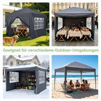 RidgeRover sklopivi paviljon 3x3 m s 4 bočne stranice, vodootporan i otporan na zimske uvjete, pop-up vrtni šator, podesiva visina, šator za zabave, kampiranje i festivale 7