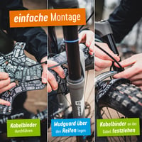 Apărătoare de noroi MTB Rie:Sel Design Kolos Plus cu colier de fixare Rilsan pentru anvelope de până la 3,0 inch, Ultra Black Stickerbomb, pentru biciclete de munte de 26-29 inch, fabricată în Germania 3