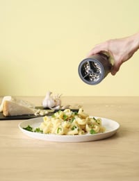 RIG-TIG CHEESE-IT ribež za parmezan – fini ribež za sir s poklopcem, kućište od plastike i nehrđajućeg čelika, pogodan za hladnjak i perilicu posuđa – siva, 8x8x15,5 cm 4