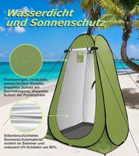 riggoo Pop-Up Sátor WC Zuhany Öltöző Strand Kemping UV40+ Hordtáskával - Green 2
