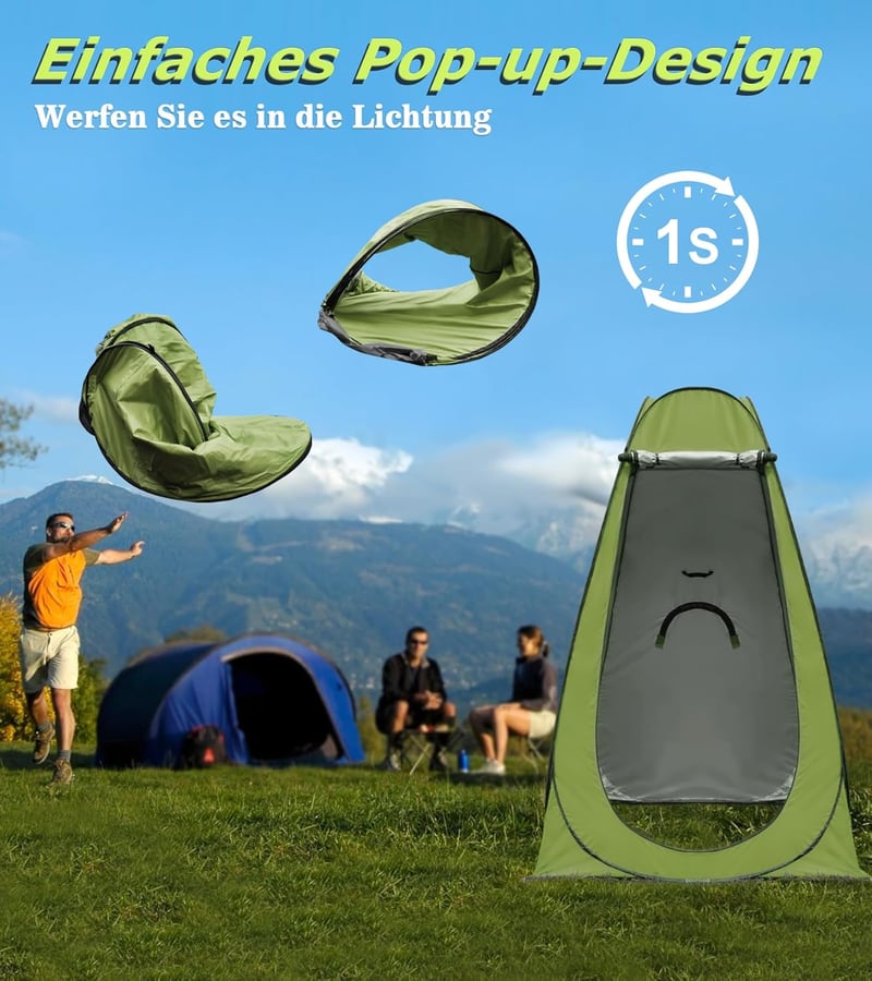 riggoo Pop-Up Sátor WC Zuhany Öltöző Strand Kemping UV40+ Hordtáskával - Green