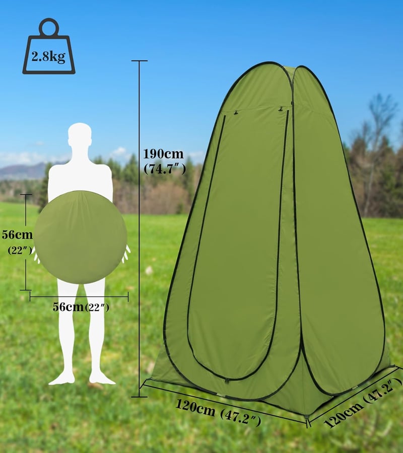 riggoo Pop-Up Sátor WC Zuhany Öltöző Strand Kemping UV40+ Hordtáskával - Green