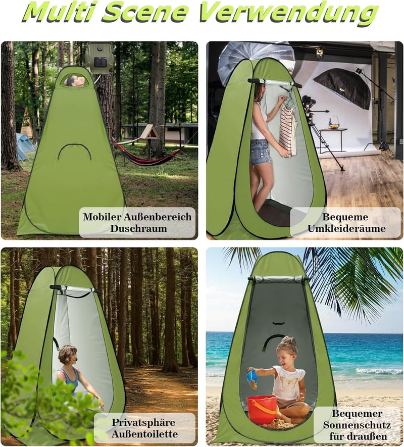 riggoo Pop-Up Sátor WC Zuhany Öltöző Strand Kemping UV40+ Hordtáskával - Green