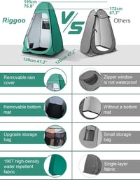 riggoo pop-up öltözősátor kempinghez, UV50+ védelem - fekete 5