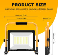 RIGIDON 200W LED Munkalámpa, 20000 Lumen, Hordozható, IP66 Vízálló, 6000K Fehér Fény, 140° Szögű Reflektor Műhelyhez, Építkezéshez, Garázsba 2