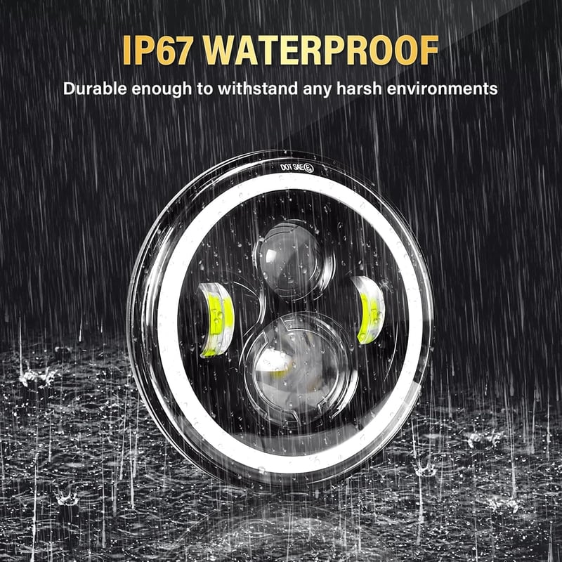 Willpower 7 Inch LED Motoros Fényszóró 50W 5000LM Fehér Sárga 4 Mód DRL Offroad Lámpa